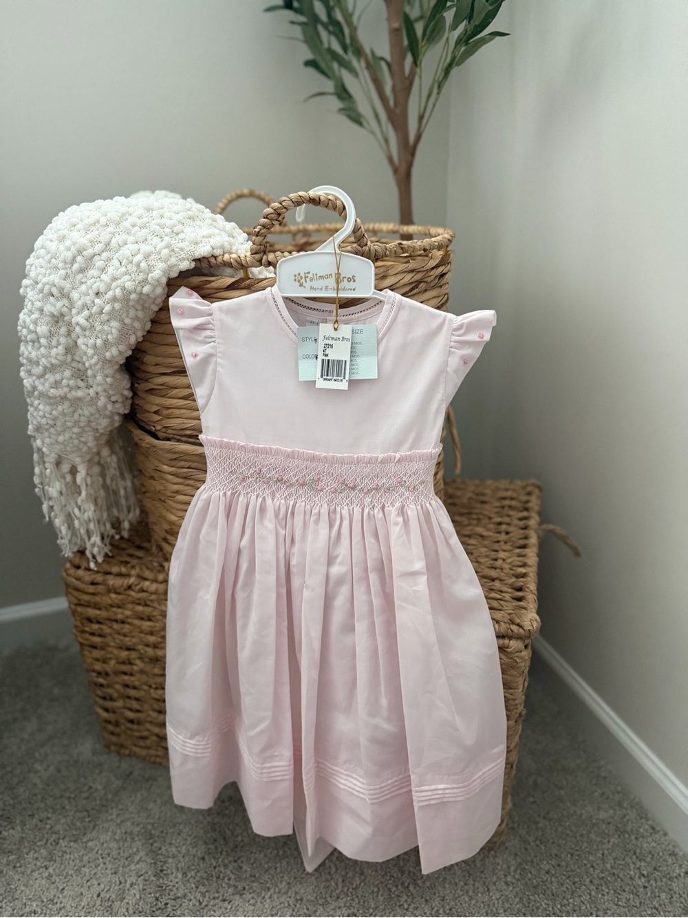 Feltman Brothers Hand Embroidered Classic Pink Smocked 4T Girls' Dress